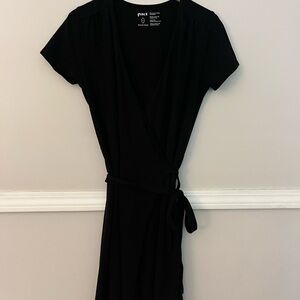 Pact Black Wrap Midi Dress
